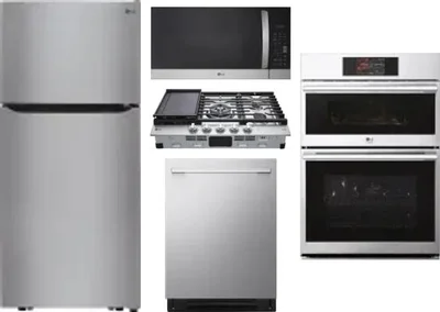 5 Piece Package Includes Refrigerator, Cooktop, Wall Oven, Microwave And Dishwasher