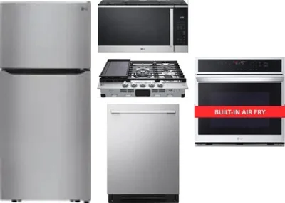 5 Piece Package Includes Refrigerator, Cooktop, Wall Oven, Microwave And Dishwasher