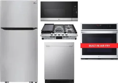 5 Piece Package Includes Refrigerator, Cooktop, Wall Oven, Microwave And Dishwasher