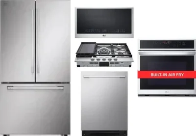 5 Piece Package Includes Refrigerator, Cooktop, Wall Oven, Microwave And Dishwasher