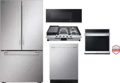 5 Piece Package Includes Refrigerator, Cooktop, Wall Oven, Microwave And Dishwasher