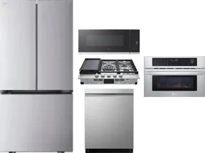 5 Piece Package Includes Refrigerator, Cooktop, Wall Oven, Microwave And Dishwasher