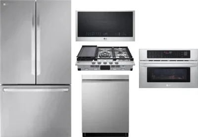 5 Piece Package Includes Refrigerator, Cooktop, Wall Oven, Microwave And Dishwasher