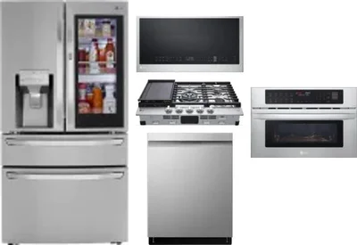 5 Piece Package Includes Refrigerator, Cooktop, Wall Oven, Microwave And Dishwasher