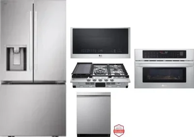 5 Piece Package Includes Refrigerator, Cooktop, Wall Oven, Microwave And Dishwasher
