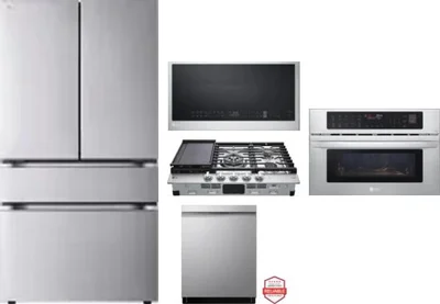 5 Piece Package Includes Refrigerator, Cooktop, Wall Oven, Microwave And Dishwasher