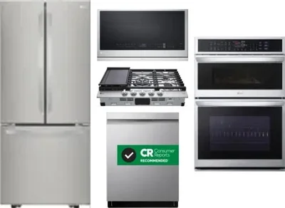 5 Piece Package Includes Refrigerator, Cooktop, Wall Oven, Microwave And Dishwasher