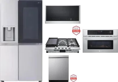 5 Piece Package Includes Refrigerator, Cooktop, Wall Oven, Microwave And Dishwasher