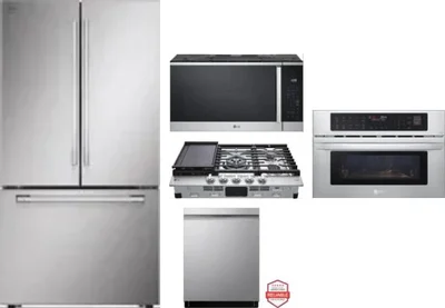 5 Piece Package Includes Refrigerator, Cooktop, Wall Oven, Microwave And Dishwasher
