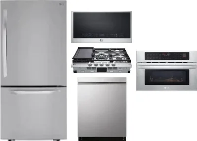 5 Piece Package Includes Refrigerator, Cooktop, Wall Oven, Microwave And Dishwasher