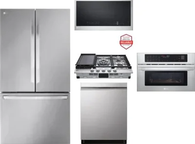 5 Piece Package Includes Refrigerator, Cooktop, Wall Oven, Microwave And Dishwasher