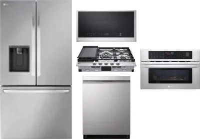 5 Piece Package Includes Refrigerator, Cooktop, Wall Oven, Microwave And Dishwasher