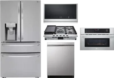 5 Piece Package Includes Refrigerator, Cooktop, Wall Oven, Microwave And Dishwasher