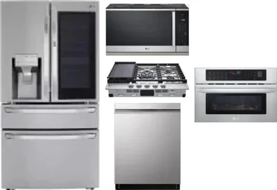 5 Piece Package Includes Refrigerator, Cooktop, Wall Oven, Microwave And Dishwasher