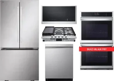 5 Piece Package Includes Refrigerator, Cooktop, Wall Oven, Microwave And Dishwasher