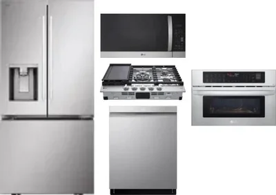 5 Piece Package Includes Refrigerator, Cooktop, Wall Oven, Microwave And Dishwasher