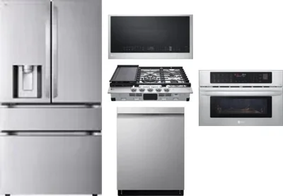 5 Piece Package Includes Refrigerator, Cooktop, Wall Oven, Microwave And Dishwasher