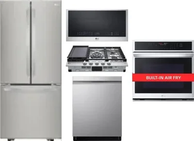 5 Piece Package Includes Refrigerator, Cooktop, Wall Oven, Microwave And Dishwasher