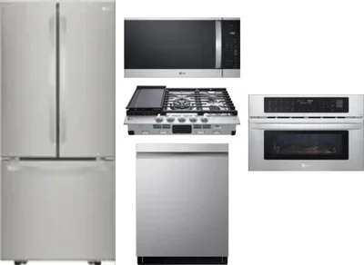 5 Piece Package Includes Refrigerator, Cooktop, Wall Oven, Microwave And Dishwasher