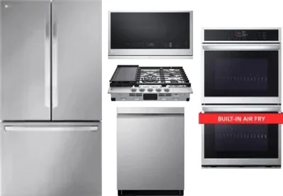 5 Piece Package Includes Refrigerator, Cooktop, Wall Oven, Microwave And Dishwasher