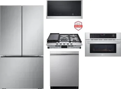 5 Piece Package Includes Refrigerator, Cooktop, Wall Oven, Microwave And Dishwasher