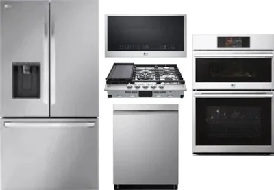 5 Piece Package Includes Refrigerator, Cooktop, Wall Oven, Microwave And Dishwasher