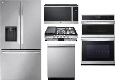 5 Piece Package Includes Refrigerator, Cooktop, Wall Oven, Microwave And Dishwasher