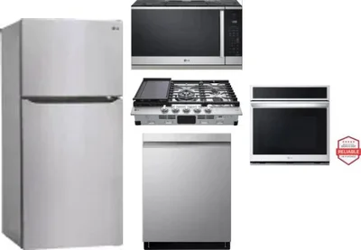 5 Piece Package Includes Refrigerator, Cooktop, Wall Oven, Microwave And Dishwasher