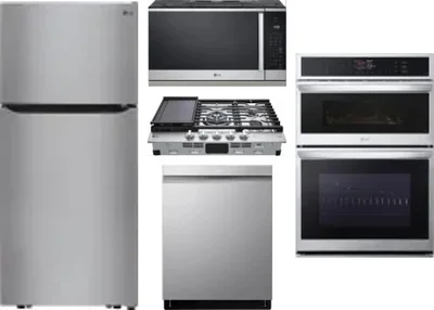 5 Piece Package Includes Refrigerator, Cooktop, Wall Oven, Microwave And Dishwasher