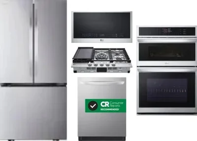5 Piece Package Includes Refrigerator, Cooktop, Wall Oven, Microwave And Dishwasher