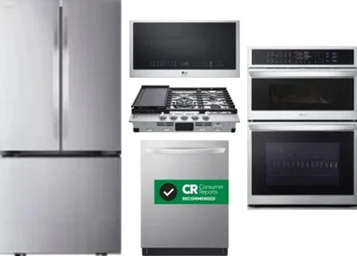 5 Piece Package Includes Refrigerator, Cooktop, Wall Oven, Microwave And Dishwasher