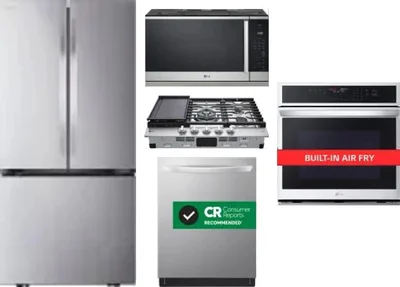 5 Piece Package Includes Refrigerator, Cooktop, Wall Oven, Microwave And Dishwasher