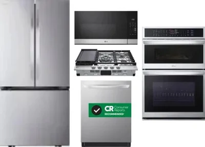 5 Piece Package Includes Refrigerator, Cooktop, Wall Oven, Microwave And Dishwasher