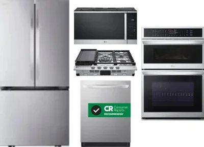 5 Piece Package Includes Refrigerator, Cooktop, Wall Oven, Microwave And Dishwasher