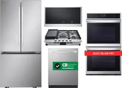 5 Piece Package Includes Refrigerator, Cooktop, Wall Oven, Microwave And Dishwasher