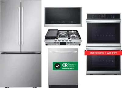 5 Piece Package Includes Refrigerator, Cooktop, Wall Oven, Microwave And Dishwasher