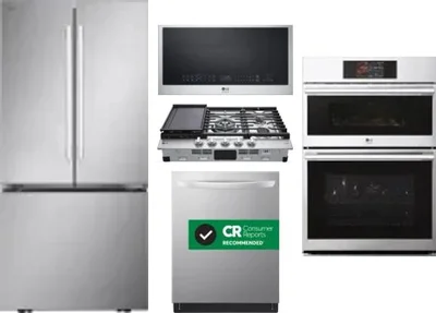 5 Piece Package Includes Refrigerator, Cooktop, Wall Oven, Microwave And Dishwasher