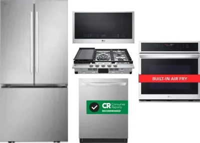 5 Piece Package Includes Refrigerator, Cooktop, Wall Oven, Microwave And Dishwasher
