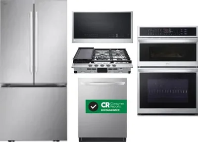 5 Piece Package Includes Refrigerator, Cooktop, Wall Oven, Microwave And Dishwasher