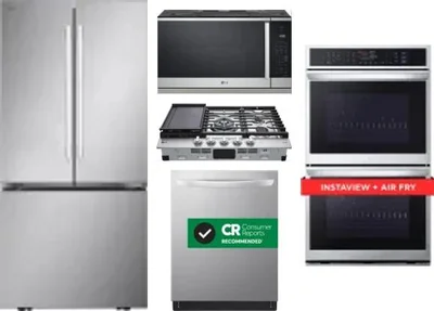 5 Piece Package Includes Refrigerator, Cooktop, Wall Oven, Microwave And Dishwasher