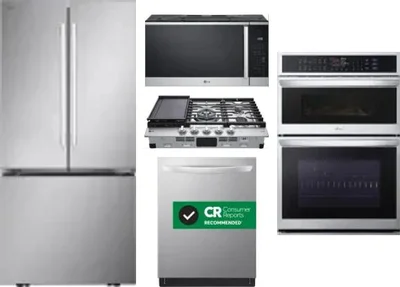 5 Piece Package Includes Refrigerator, Cooktop, Wall Oven, Microwave And Dishwasher