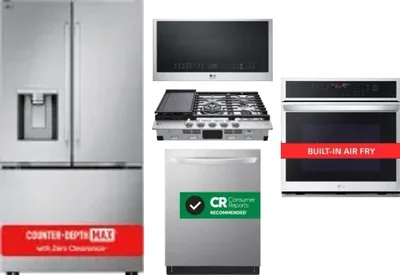 5 Piece Package Includes Refrigerator, Cooktop, Wall Oven, Microwave And Dishwasher