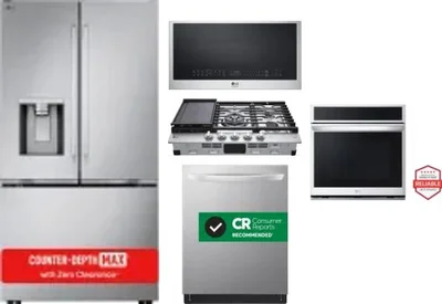 5 Piece Package Includes Refrigerator, Cooktop, Wall Oven, Microwave And Dishwasher