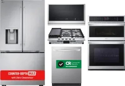 5 Piece Package Includes Refrigerator, Cooktop, Wall Oven, Microwave And Dishwasher