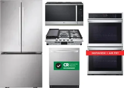 5 Piece Package Includes Refrigerator, Cooktop, Wall Oven, Microwave And Dishwasher