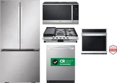 5 Piece Package Includes Refrigerator, Cooktop, Wall Oven, Microwave And Dishwasher