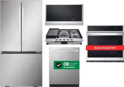 5 Piece Package Includes Refrigerator, Cooktop, Wall Oven, Microwave And Dishwasher