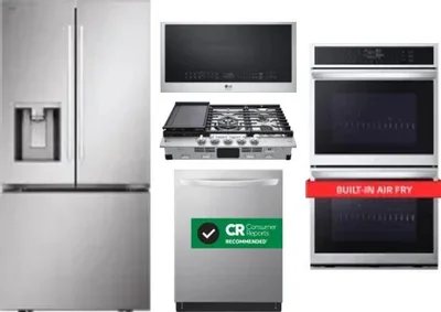 5 Piece Package Includes Refrigerator, Cooktop, Wall Oven, Microwave And Dishwasher