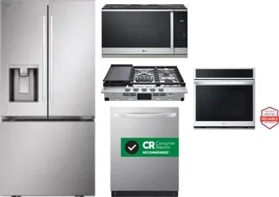 5 Piece Package Includes Refrigerator, Cooktop, Wall Oven, Microwave And Dishwasher