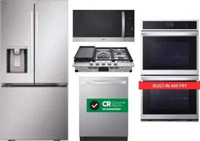 5 Piece Package Includes Refrigerator, Cooktop, Wall Oven, Microwave And Dishwasher